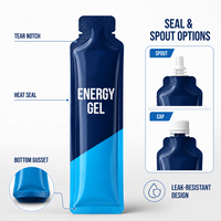 Pochette souple personnalisée avec bec verseur de qualité alimentaire pour gel énergétique, emballage en forme de bouteille, pochette compressible pour liquides de nutrition sportive