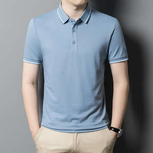 Calidad 220 gramos poliéster/algodón liso teñido hombres Polo ligero transpirable de talla grande sólido Logo patrón Ringer camiseta - Product Image 2