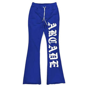 2024 personnalisé 100% coton français éponge Hip Hop Streetwear Flare survêtement décontracté en détresse Patch Flare pantalons de survêtement pour hommes - Product Image 2