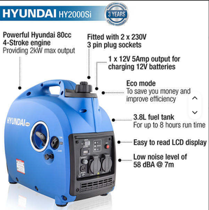 6600W Portable Petrol Inverter <b>Generator</b> Pure Sine Wave Quiet 58dB Electric Start RV Camping <b>Home</b> Backup 10L Fuel Tank 10h - Product Image 2