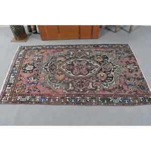 Alfombra Turca de 3.5x6 pies, Alfombra Decorativa Vintage, Alfombra a Rayas Rojas y Azules - Product Image 3