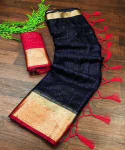 Saree de seda blanca con diseño estampado rojo para ropa de fiesta de boda elegante simple - Product Image 6