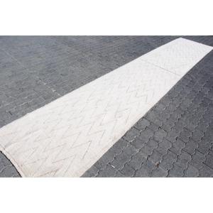 Tapis turc 3,1 x 16,4 pieds, tapis oriental vintage blanc en laine - Product Image 3