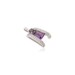 925 Solid Sterling Silver Natural <b>Amethyst</b> Minimalist Fine Charm Luxury 100% Handmade Retro Style <b>Pendant</b> With Rhodium Plating - Product Image 3