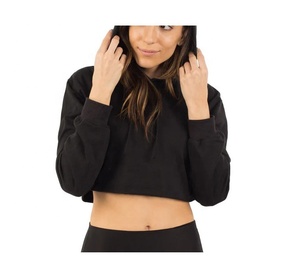 Sudaderas con Capucha Cortas de Algodón y Poliéster para Gimnasio y Fitness, con Estampado Personalizado para Mujer - Product Image 1