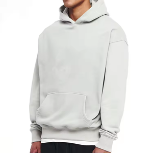 Sweat à capuche court surdimensionné pour hommes de haute qualité à épaules tombantes Logo personnalisé polaire vierge coton pull à capuche Streetwear sweat-shirt - Product Image 3