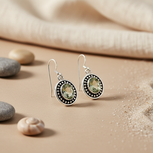 ต่างหูเงินแท้ 925 ชุบทอง ประดับพลอยสีเขียวอเมทิสต์ ดีไซน์วินเทจ สำหรับผู้หญิง ตกแต่งด้วยเพชรและเพทาย เหมาะสำหรับงานแต่งงานหรืองานเลี้ยง - Product Image 2