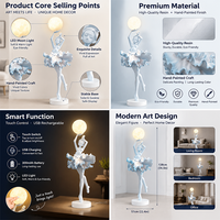 Lampe sur pied en forme de sculpture d'art, figurine humaine en résine peinte, lumière LED USB tactile, cadeau de décoration d'intérieur de luxe