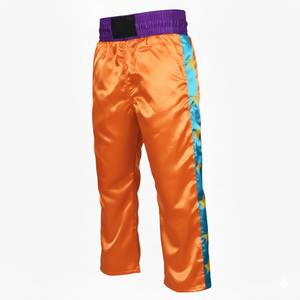 Pantalones de Kickboxing al por Mayor, 100% Poliéster Satinado Elástico, con Logotipo Frontal, Pantalones de Sparring, Ropa de Artes Marciales Personalizada - Product Image 1