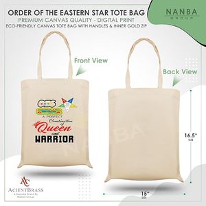 OES Masonic Shriner Canvas <b>Tote</b> <b>Bag</b> Multiple Designs Digital Print Reusable <b>Bag</b> with Rose Gold <b>Zip</b> - Product Image 2