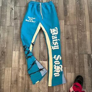 Pantalones de chándal para hombre de alta calidad personalizados al por mayor, pantalones de chándal acampanados informales para correr, cintura elástica, diseño acampanado apilado de retazos - Product Image 5