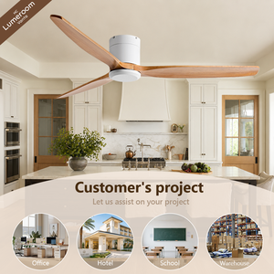 42 Inch Low Profile Ceiling <b>Fan</b> Without Light with 3 Solid Wood Blades White Flush Mount <b>Fan</b> for Bedroom Living Room - Product Image 3
