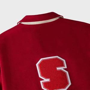 Wool Customized Material Logo Design Long Sleeve Stand Collar Button up Striped Design Winter College Baseball <b>Jacket</b> For <b>Men</b> - Product Image 6