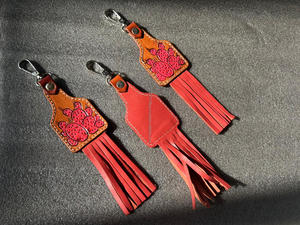 Nuevos llaveros de borla encantadores bonitos de cuero genuino hechos a mano de Color genuino, gran oferta, llaveros florales modernos de estilo occidental - Product Image 5