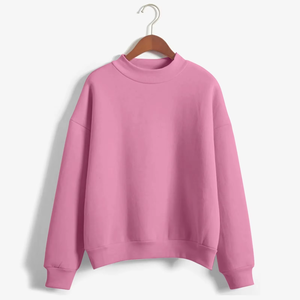 Venta al por mayor de gran tamaño cuello simulado 100% algodón polar mujeres sudaderas bordado acanalado inferior personalizar mujeres suéteres - Product Image 1