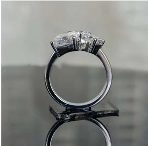 Asscher เรืองแสงและลูกแพร์ตัด Moissanite แหวน 3 หินแหวนหมั้น Trilogy แหวนแต่งงานผู้หญิงครบรอบของขวัญวันแม่ - Product Image 2