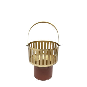 Linterna de hierro y cuero con mango, linternas de festival de color marrón y dorado para el hogar y la Mesa, personalizadas a granel - Product Image 1