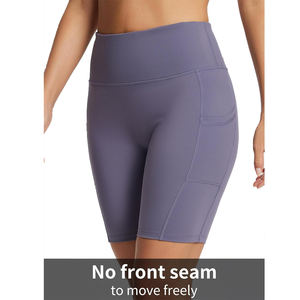 Pantalones cortos transpirables con Control de barriga, pantalones cortos de Yoga de cintura alta para correr para mujer con bolsillos profundos - Product Image 5