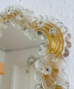 กระจกแก้วมูราโน่สไตล์เวนิสโบราณ สีทอง - Product Image 2