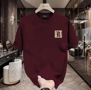 Camiseta informal inteligente de verano para hombre, 100% algodón, 180 gramos, tela de punto, Monograma, estampado adhesivo, diseño en blanco - Product Image 1