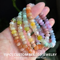 Bracelet en perles de pierre naturelle pastel, perles de culture et pierres précieuses, élastique et ajustable, avec chaîne dorée, bijoux de mode pour femmes, vente en gros