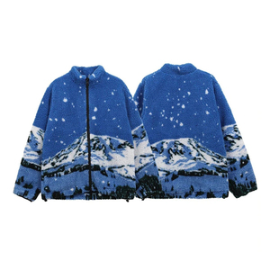 Wholesale Designer Jacquard on Polar <b>Jacket</b> for Winter Men Clothing Custom Logo Outdoor Wool Sherpa Unisex Fleece <b>Jacket</b> - Product Image 1