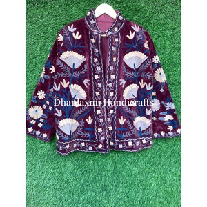 Handmade High Quality Women's Velvet Jacket Fashionable Reversible Stand Collar Breathable Knitted Cotton Material Pattern - Product Image 3