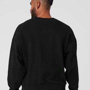 Unisex <b>Black</b> 100% Cotton Fleece Sweatshirt Custom Oversized Pullover Crewneck Tracksuit Warm Winter <b>Jumper</b> for <b>Men</b> Women - Product Image 5