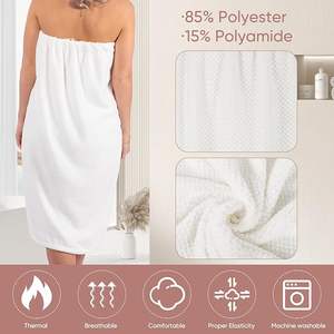 Albornoz suave de Invierno para mujer, conjuntos de Bata larga transpirable con cuello de lazo, cierre de cintura elástica, estilo Simple, teñido liso, 100% poliéster - Product Image 4