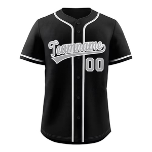 Camiseta de Béisbol Personalizada con Nombre de Equipo 00, Negra, de Malla, Manga Corta, Unisex, Transpirable, con Botones al Frente, 100% Poliéster, Impresión por Transferencia de Calor - Product Image 1