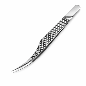Pince à épiler de précision courbée en acier inoxydable, pince à épiler pour extensions de cils, pointe fine, poignée antidérapante, outil professionnel - Product Image 1