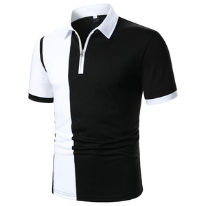 Polo de manga corta de dos colores para hombre, ropa de hombre, Camisa ajustada con diseño de cremallera, ropa de calle, moda informal - Product Image 1