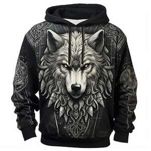 Graphic Wolf Hombres Moda 3D Imprimir Sudadera con capucha Deportes Vacaciones al aire libre Sudaderas con capucha Manga larga Con capucha Imprimir Bolsillo frontal Sudadera - Product Image 5