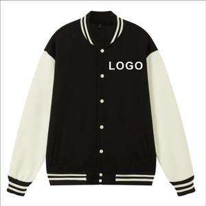 Veste universitaire de couleur unie de qualité supérieure pour hommes, uniforme de baseball ample à la mode, veste bombardier en toile imperméable et coupe-vent, veste décontractée - Product Image 3