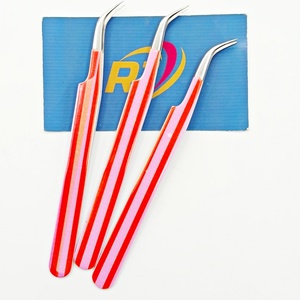 Pinzas de Precisión para Extensión de Pestañas de Acero Inoxidable, Antimagnéticas, Antiestáticas, Punta Curva para Pestañas Clásicas y de Volumen, Personalizables - Product Image 2