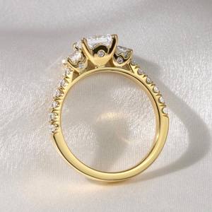 10k or massif princesse et bague en diamant coupe ronde diamant cultivé en laboratoire mariage bande de coupe ronde diamant anniversaire bague pour l'amour - Product Image 4