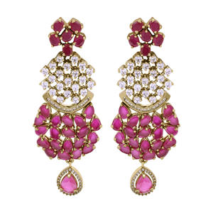 Pendientes colgantes AD de lujo, elegantes perlas chapadas en Mehndi AD, circonita de latón de alta calidad, moda personalizada para bodas, perfecta - Product Image 2