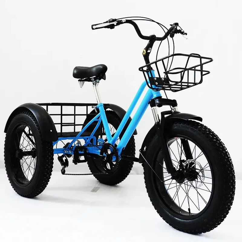 Tricycle à pédales Cargo Fat Tire Trike à trois roues, tricycle de montagne pour adulte personnalisé, tricycle électrique à 3 roues, bricolage