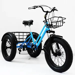 DIY कार्गो फैट टायर ट्राइक पेडल बाइक इलेक्ट्रिक फैट कार्गो ट्राइक 3 थ्री व्हील बाइक के लिए अनुकूलित वयस्क माउंटेन ट्राइसाइकिल