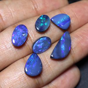 Ópalo Natural Australiano Doble Ovalado, Cabujón de Ópalo Azul Fuego para Fabricación de Joyas, Proveedor Mayorista de Piedras - Product Image 1