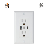 ETL Onaylı Kurcalamaya Dayanıklı Çift Prizli Duvar Prizi 15A 125V ABD 30W 1 USB-A 2 USB-C Hızlı Şarjlı Duvar Prizi