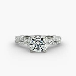 Anillo de Compromiso con Pavé Trenzado y Joya Redonda para Regalo de Boda - Product Image 1