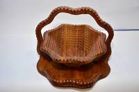 Panier de fruits pliable en bois fabriqué à la main, paniers pliables en bois à 3 compartiments, panier à ressort en bois