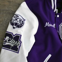 Veste universitaire de luxe personnalisée pour homme, corps en laine, col montant, patch en chenille avec lettres, broderie écologique