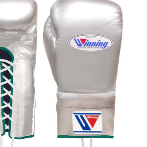 Winning <b>Lace</b> Up Boxing Gloves Silver Green Premium Genuine Leather Professional Fight Training Sparring Gloves 8oz 10oz 12oz 14o - Product Image 6