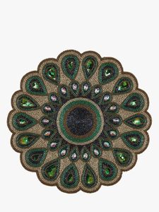 2025 recién llegado mantel con cuentas diseñador único Feliz Navidad Santa Claus tema bordado Mantel Individual de La India - Product Image 3