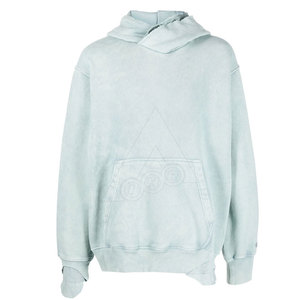 Sudadera con capucha de felpa extragrande para hombre, estilo lavado ácido, forro liso teñido, transpirable, de secado rápido, de algodón, casual, para invierno - Product Image 1