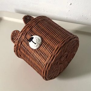 Cubierta de caja de pañuelos de ratán para chico de oso marrón ecológico hecha a mano, decoración rústica bonita y duradera para dormitorio - Product Image 4