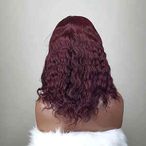 Peluca de cabello humano vietnamita 100% de alta calidad, hermoso Color burdeos oscuro, onda profunda, sin enredos, sin desprendimiento, precio al por mayor - Product Image 4