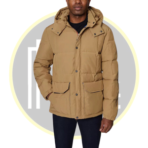 Chaqueta acolchada de invierno con capucha para hombre, Parka informal cálida e impermeable con aislamiento para exteriores, comodidad para clima frío - Product Image 1